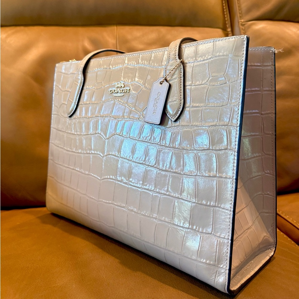 Light Brown Coach Tote Bag – Crocodile Leather Nina